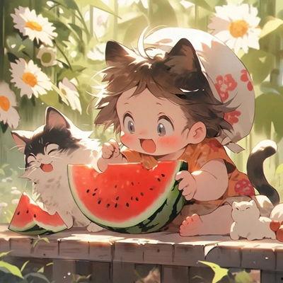 动漫女生图片吃瓜头像,动漫女生吃瓜头像，解锁夏日清新风